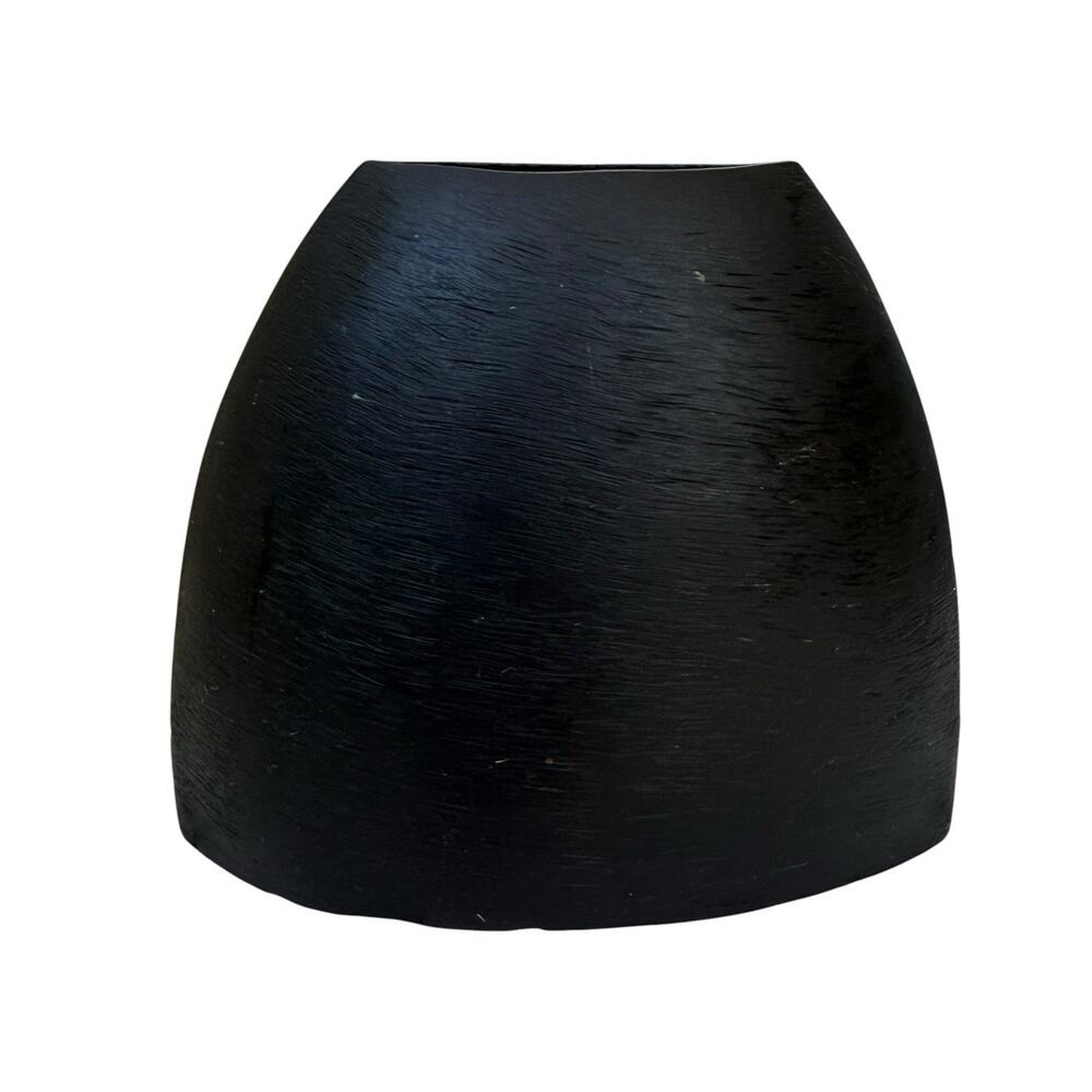 Vase Black Brushed Metal Modern Organic Asymmetrical Textured Matte Finish 5” - Picture 2 of 4